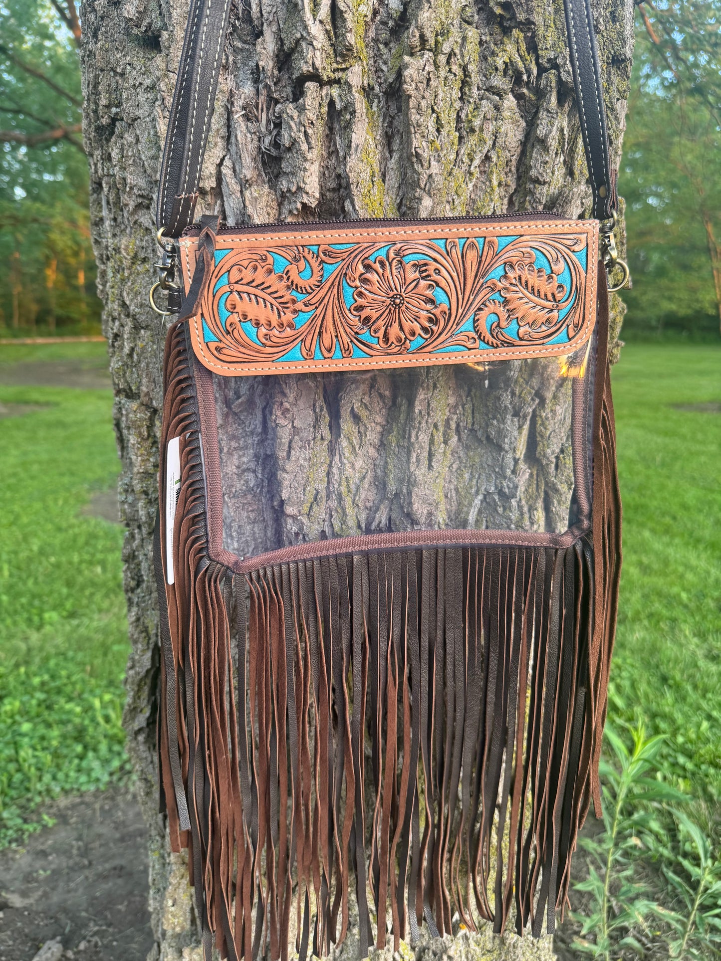 Hand Tooled Clear Crossbody Purse