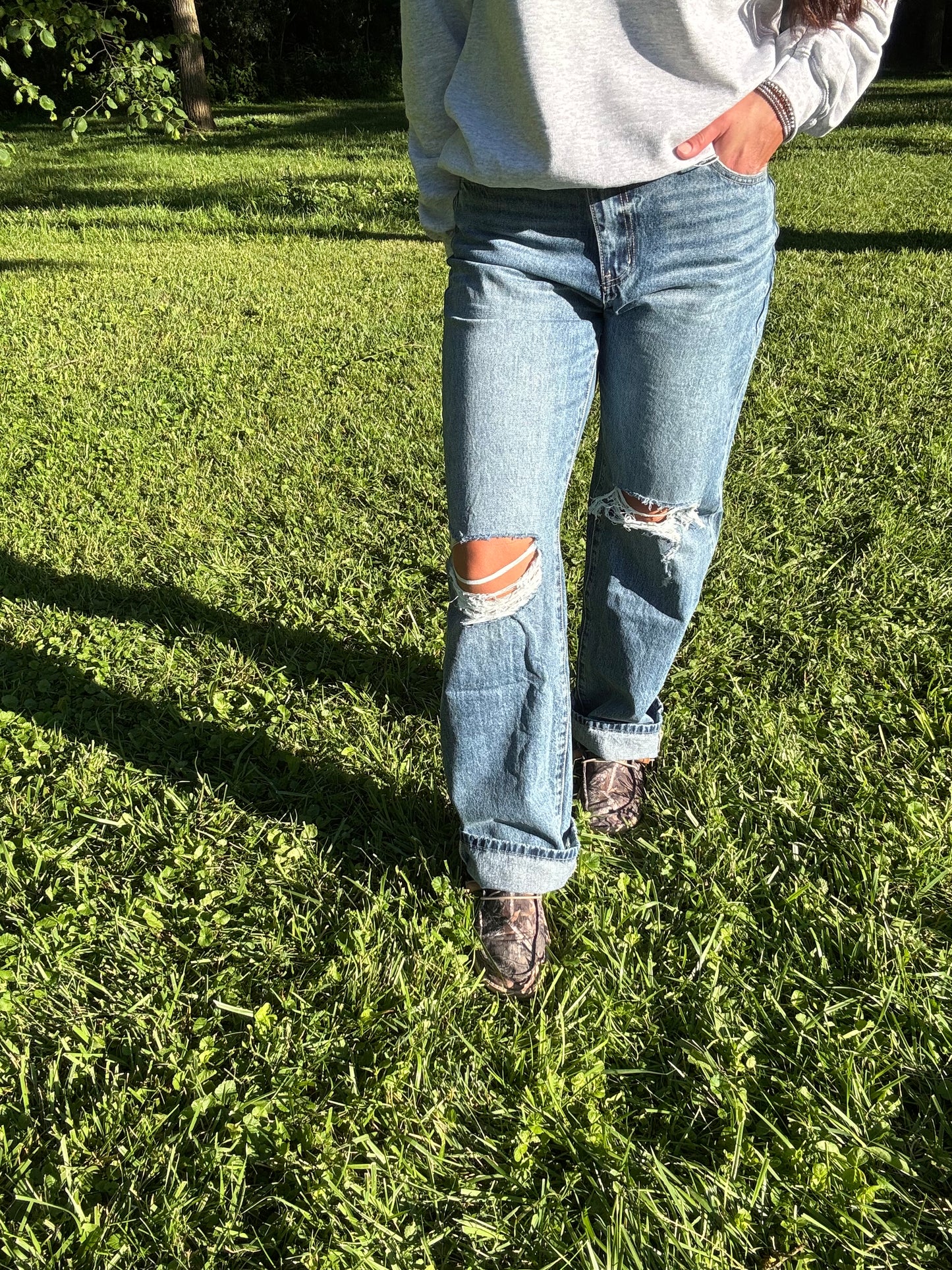 KanCan - High Rise 90's Criss Cross Straight Jeans