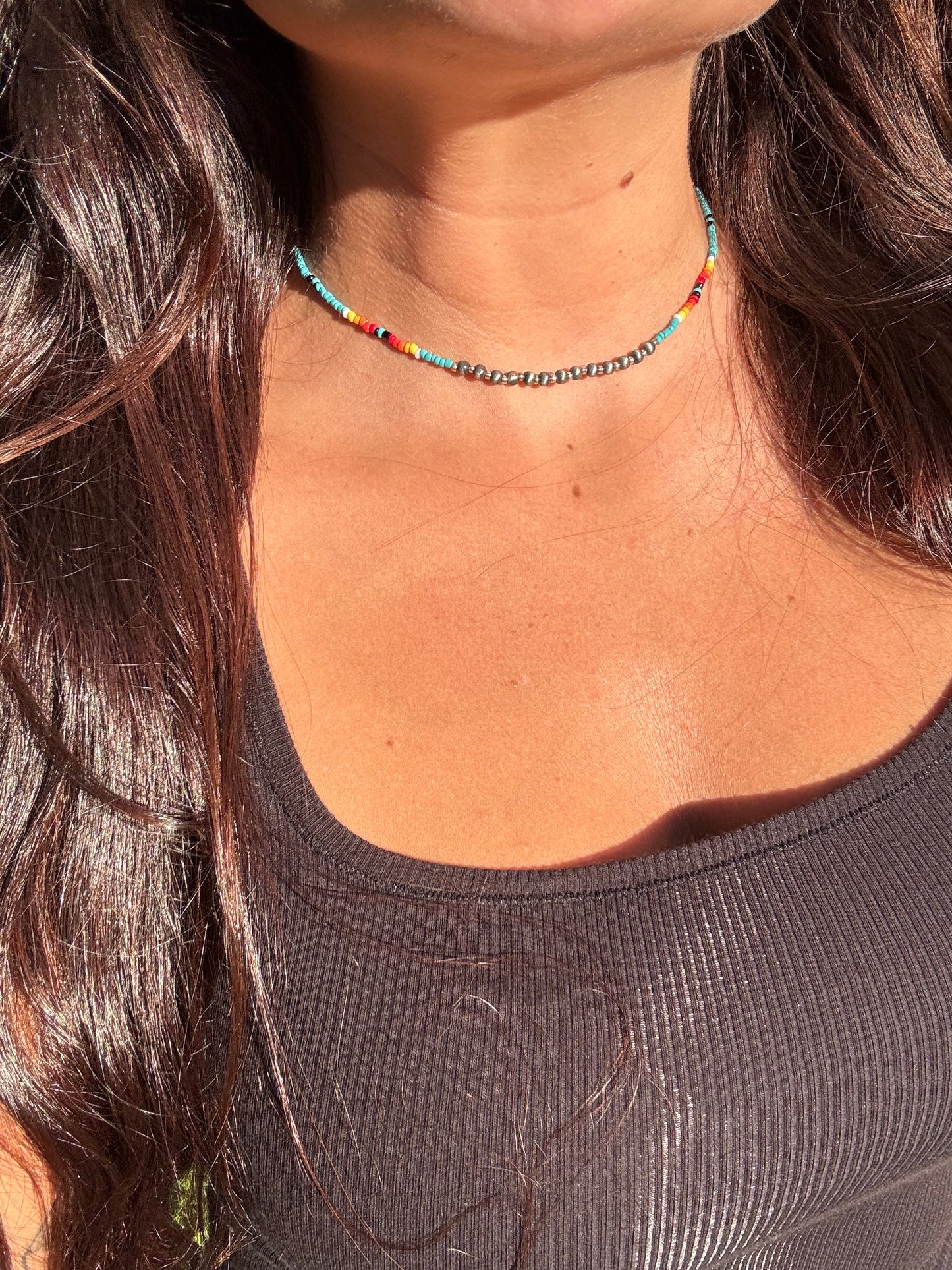 Western Navajo & Seed Bead Choker Necklace