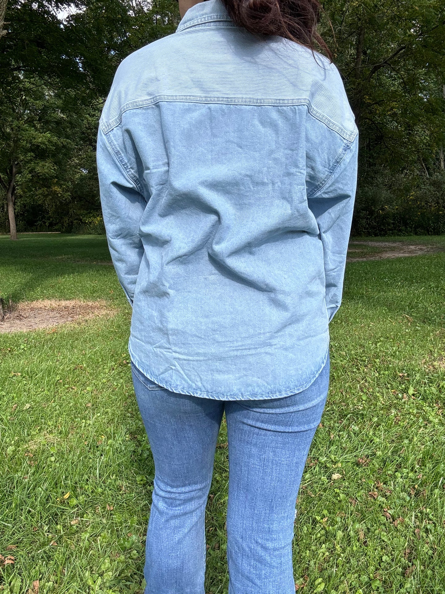 Denim Patchwork Button Down Shacked