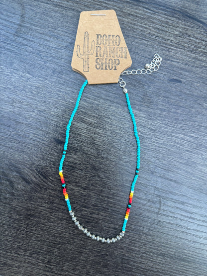 Western Navajo & Seed Bead Choker Necklace