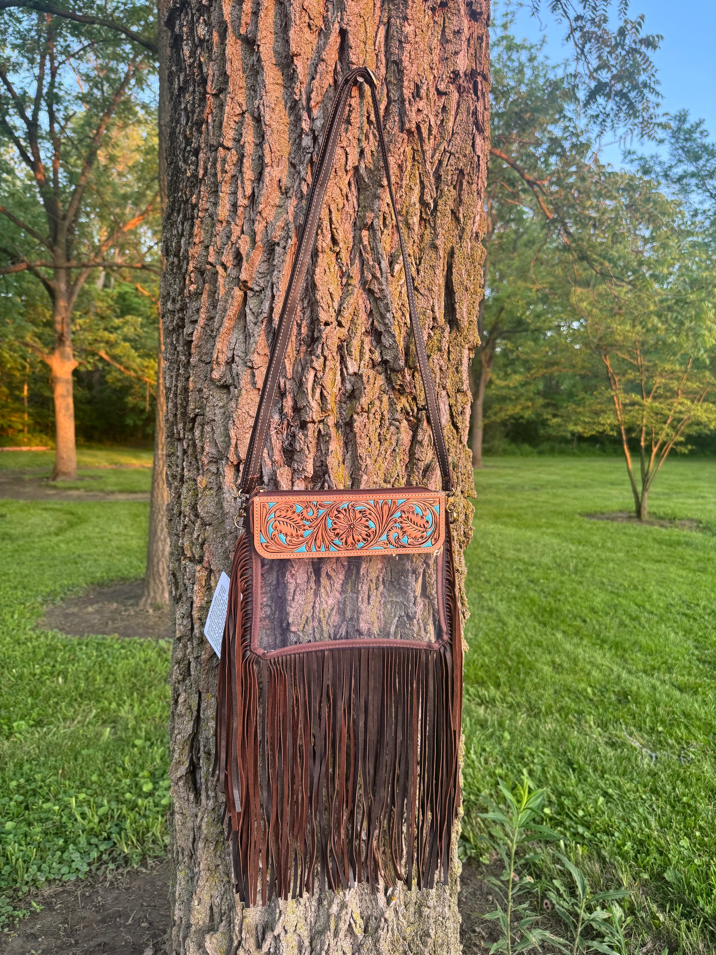Hand Tooled Clear Crossbody Purse