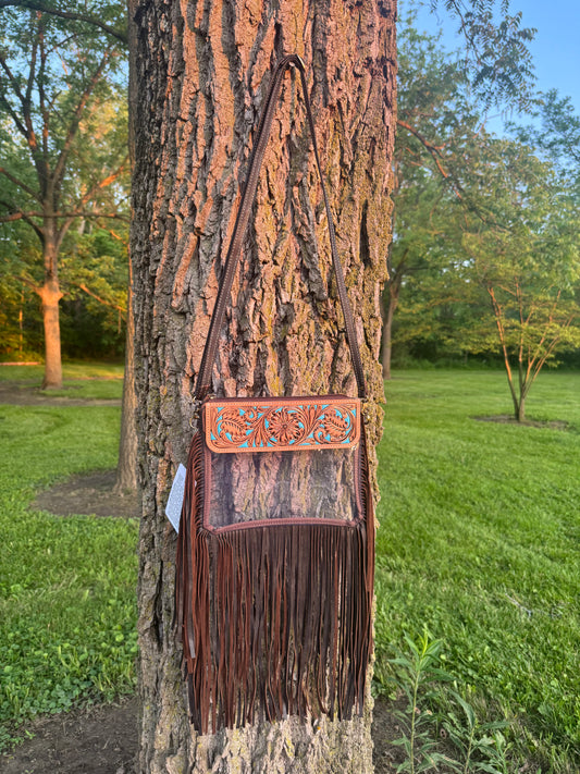 Hand Tooled Clear Crossbody Purse
