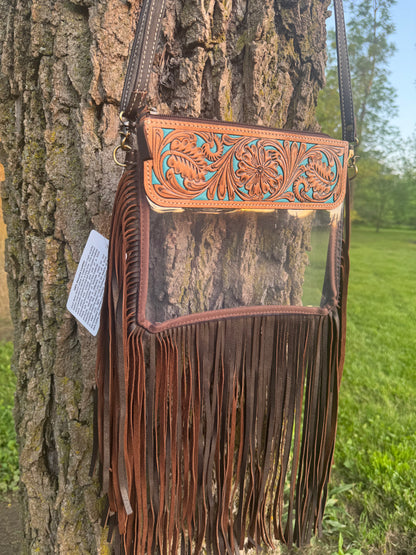 Hand Tooled Clear Crossbody Purse