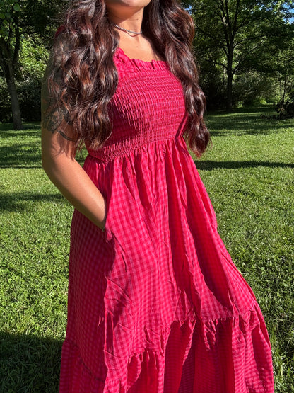 Gingham Plaid Sundress with Pockets