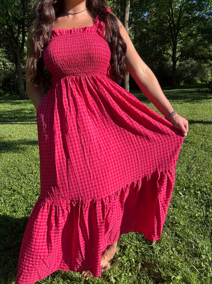 Gingham Plaid Sundress with Pockets