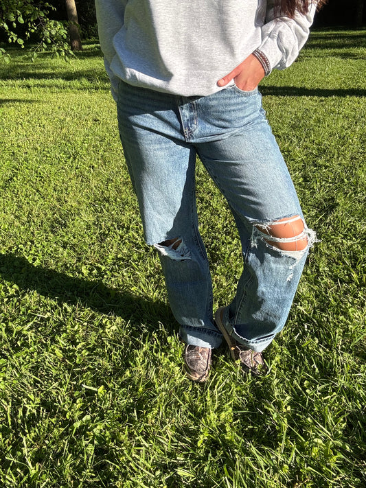 KanCan - High Rise 90's Criss Cross Straight Jeans