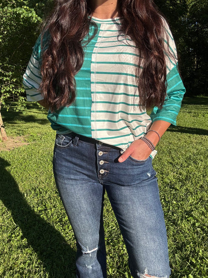 Stripe Colorblock Loose Tee