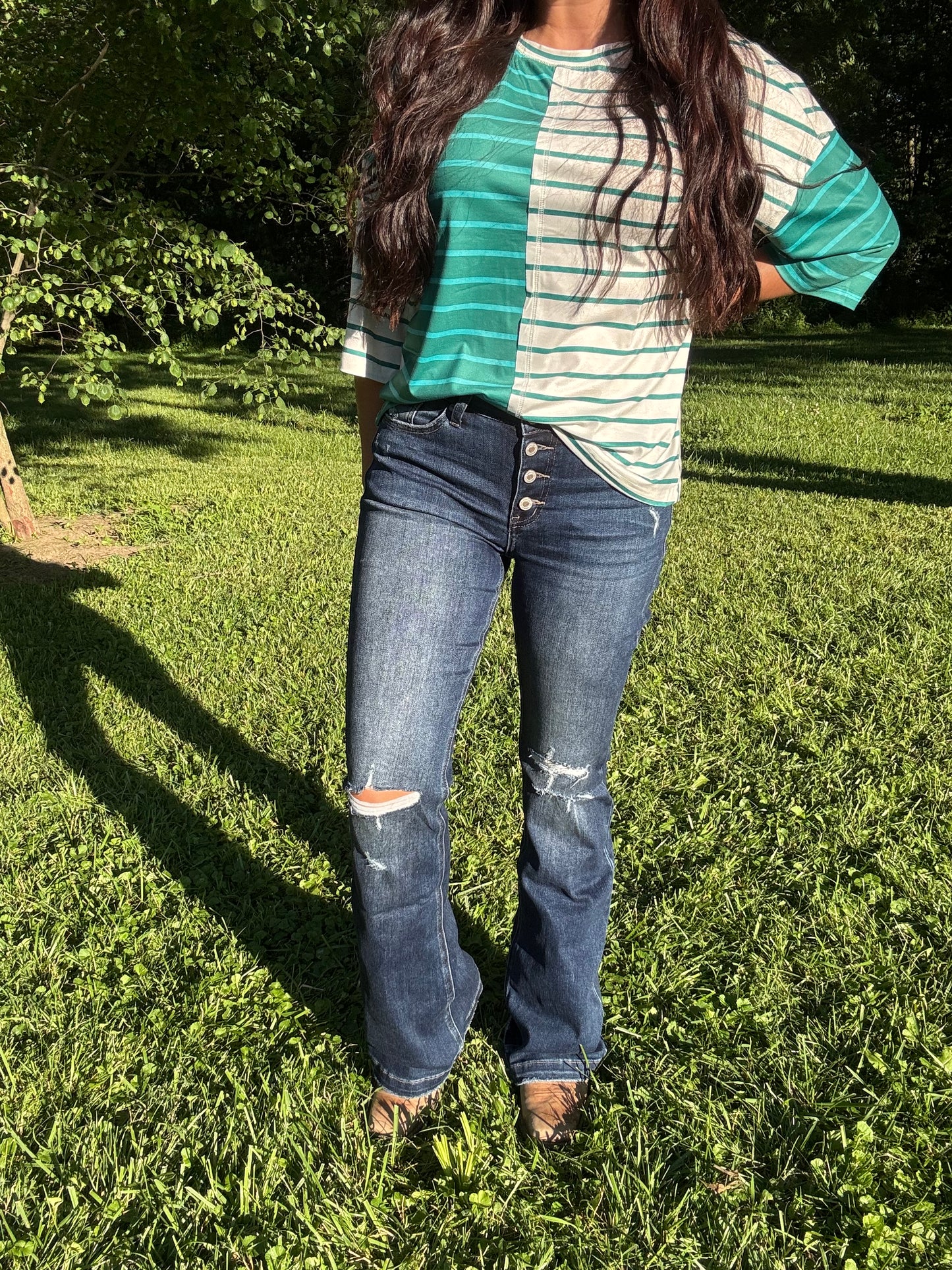 Stripe Colorblock Loose Tee