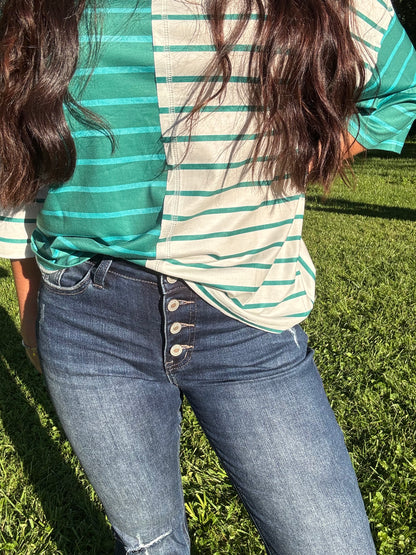Stripe Colorblock Loose Tee