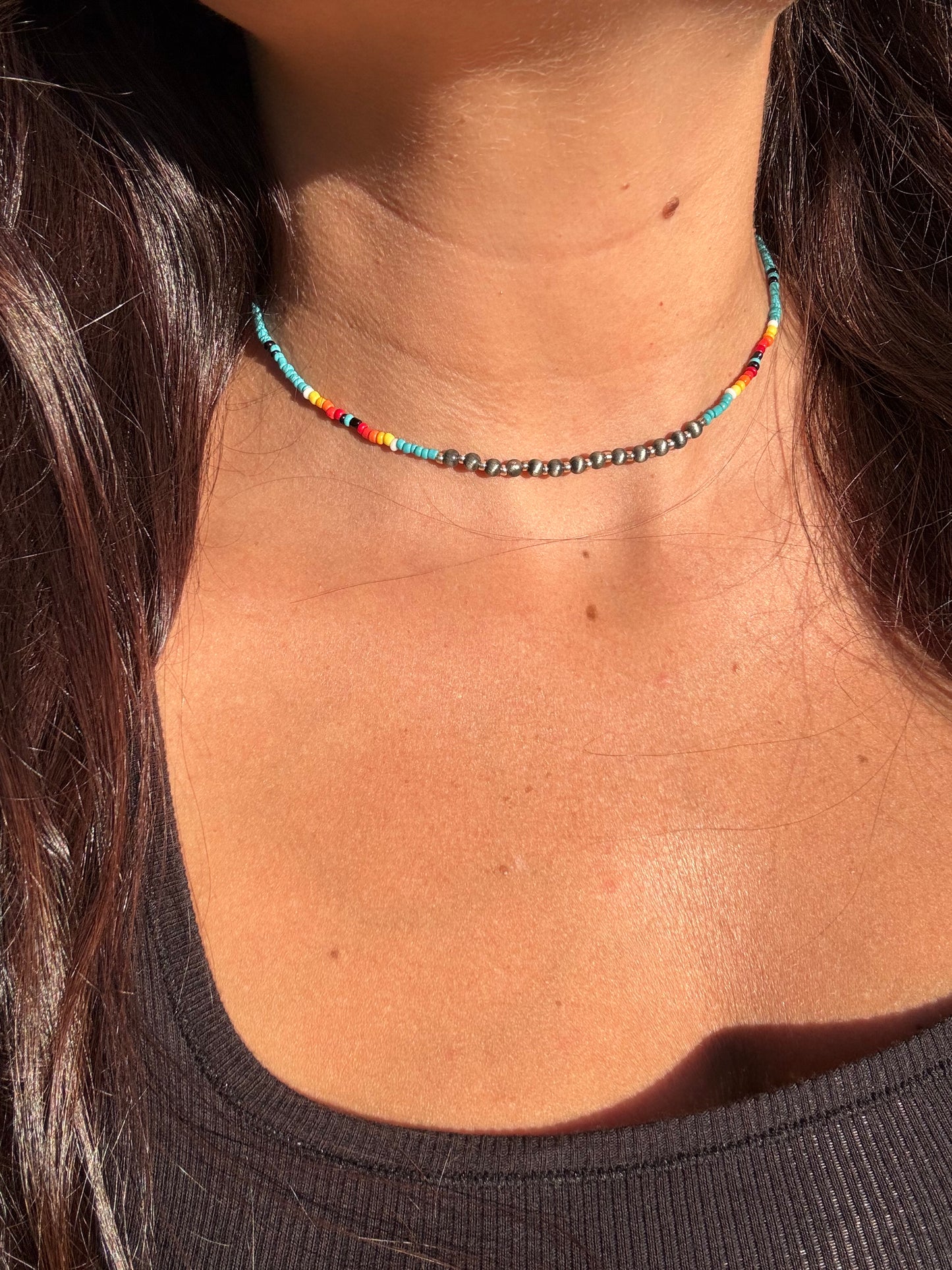Western Navajo & Seed Bead Choker Necklace