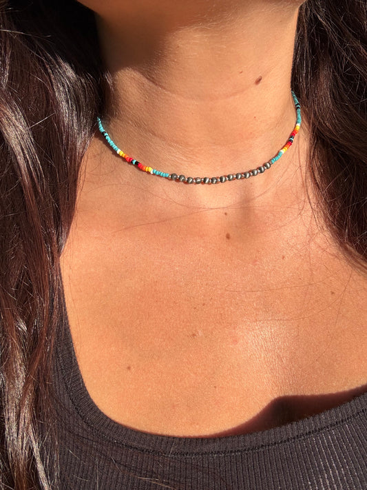 Western Navajo & Seed Bead Choker Necklace
