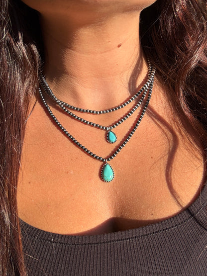 Multi Layered Necklace Navajo Bead Semi Stone