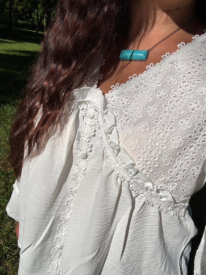Floral Lace Patchwork Frilled Long Sleeve Blouse