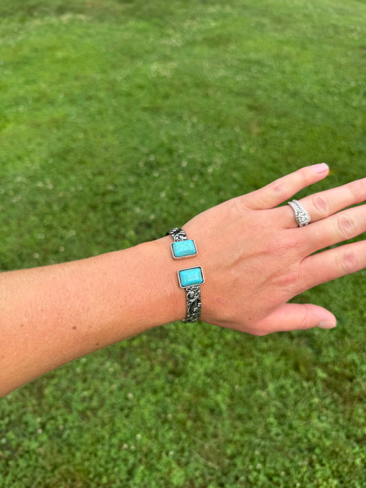 Western Stone Hinge Bangle Bracelet