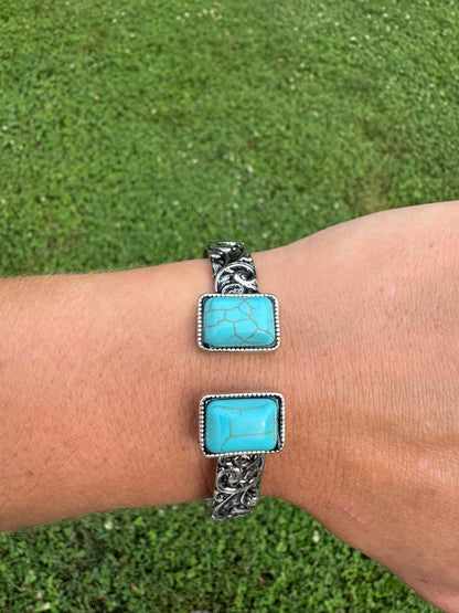 Western Stone Hinge Bangle Bracelet