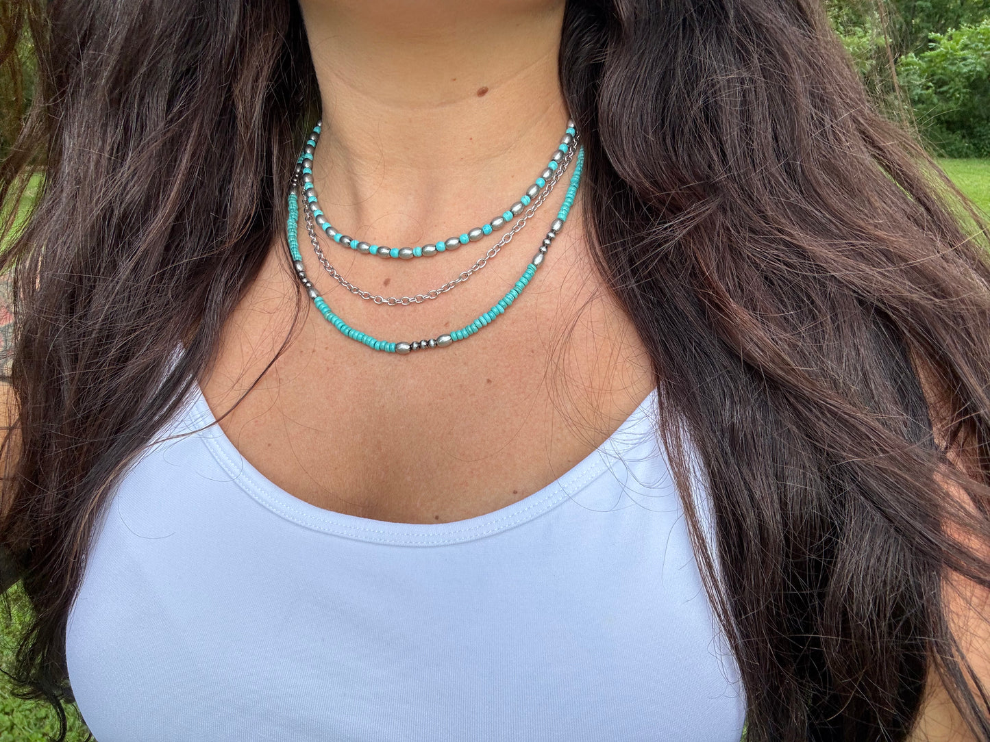 Western Semi Stone Layered Navajo Bead Necklace