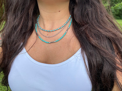 Western Semi Stone Layered Navajo Bead Necklace