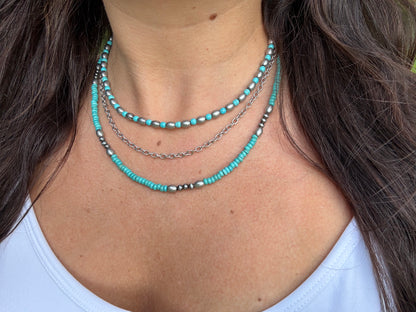 Western Semi Stone Layered Navajo Bead Necklace
