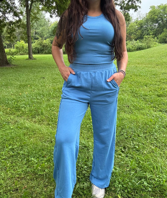 Ribbed Tank Top and Sweatpants Set