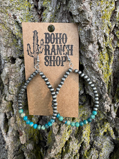 Navajo Pearl Teardrop Hoop Earrings