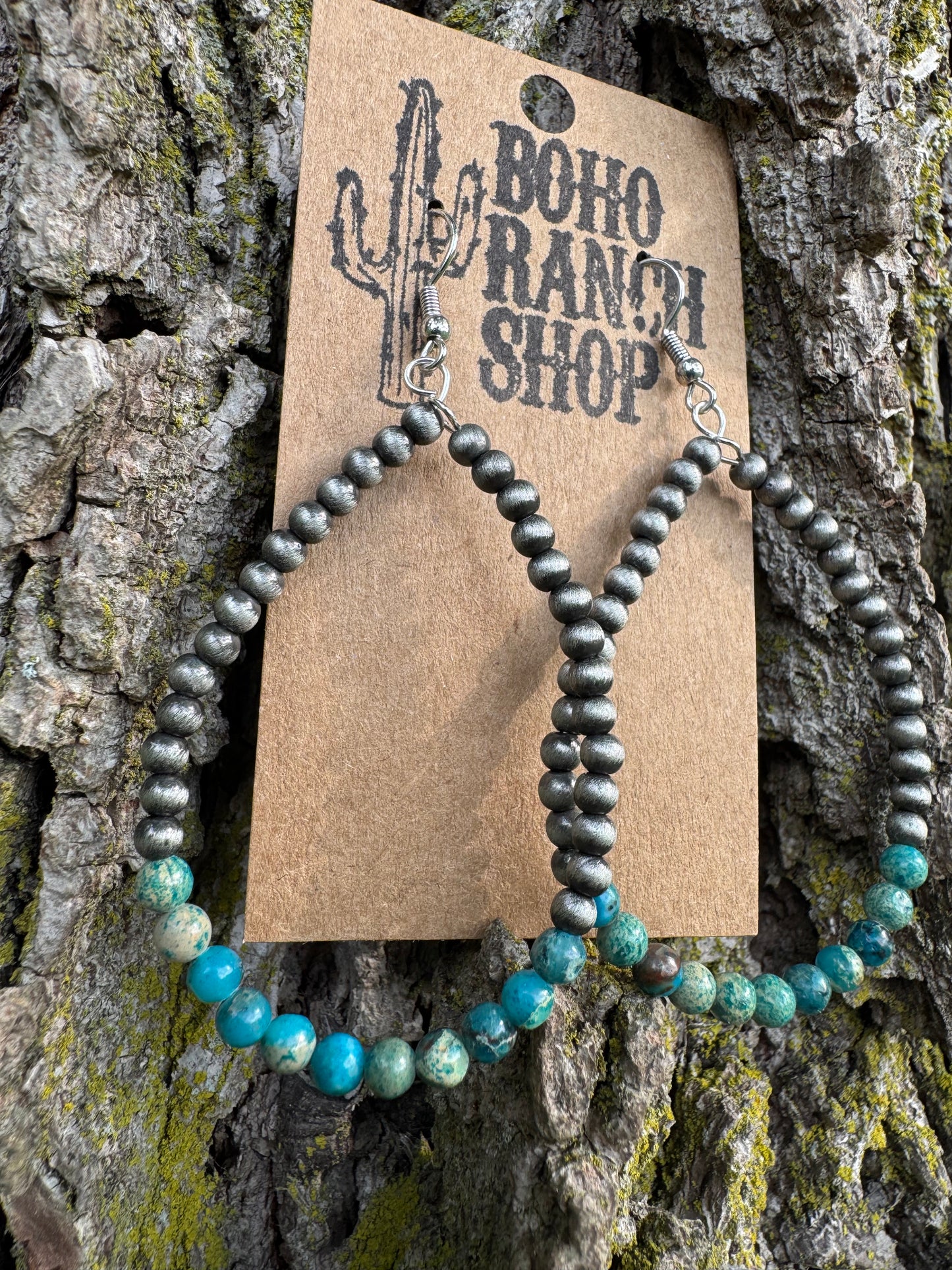 Navajo Pearl Teardrop Hoop Earrings