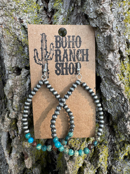 Navajo Pearl Teardrop Hoop Earrings