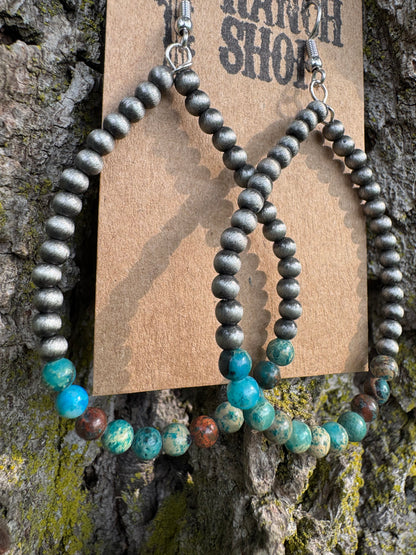 Navajo Pearl Teardrop Hoop Earrings
