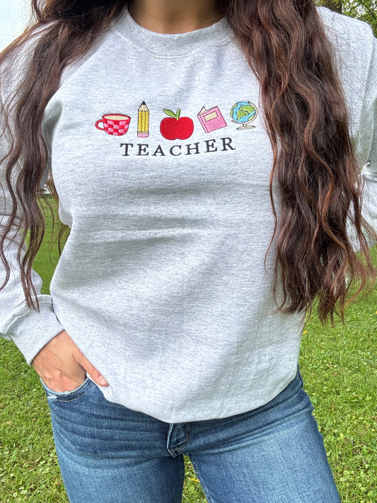 Teacher Embroidered Crewneck