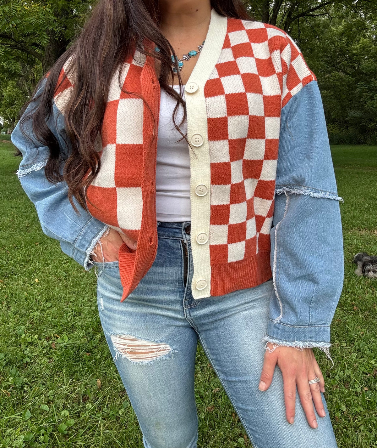 Checker Cardigan