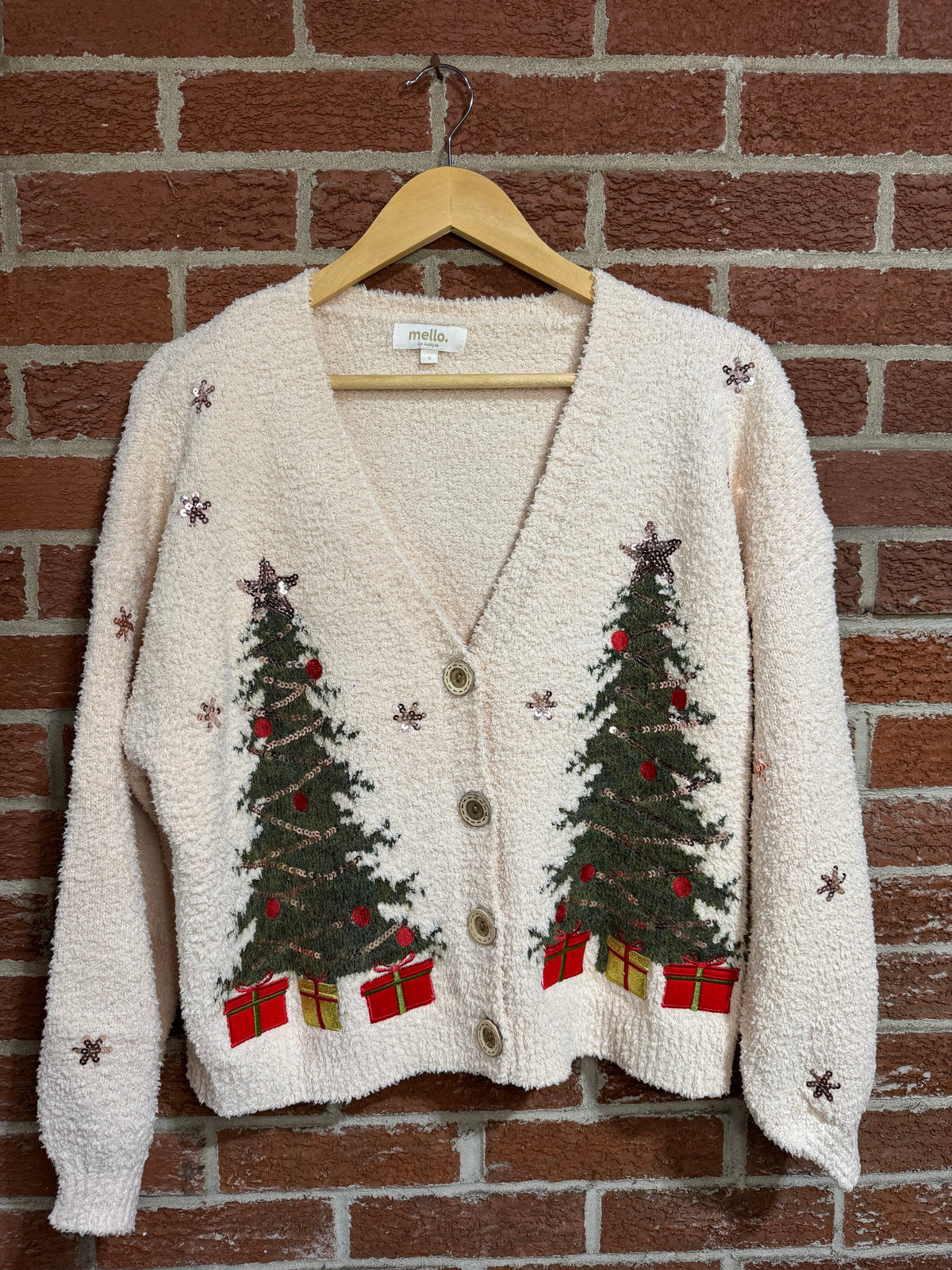 Christmas Tree Embroidered Cardigan