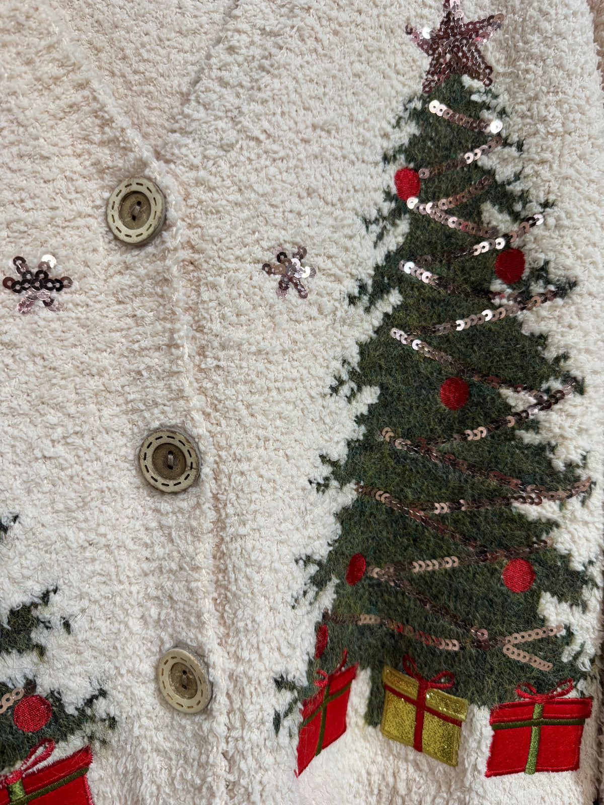 Christmas Tree Embroidered Cardigan