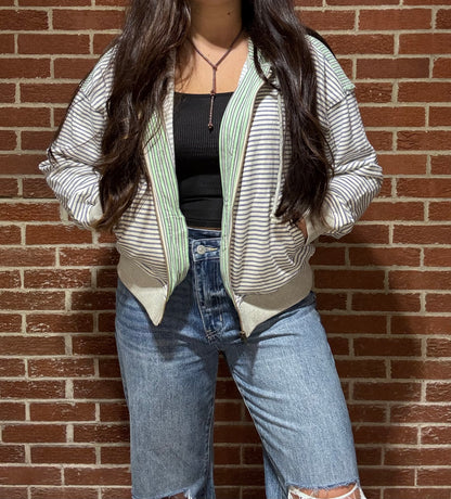 Striped Zip Hoodie