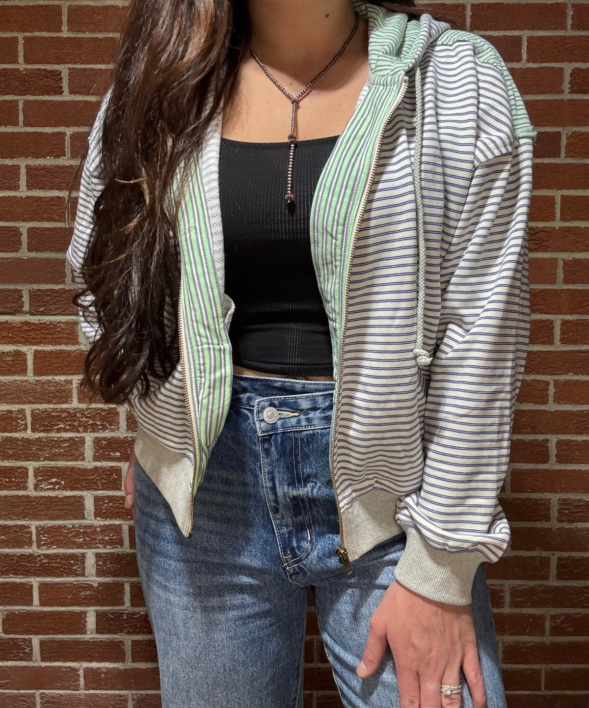 Striped Zip Hoodie