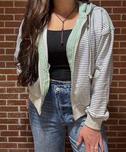 Striped Zip Hoodie