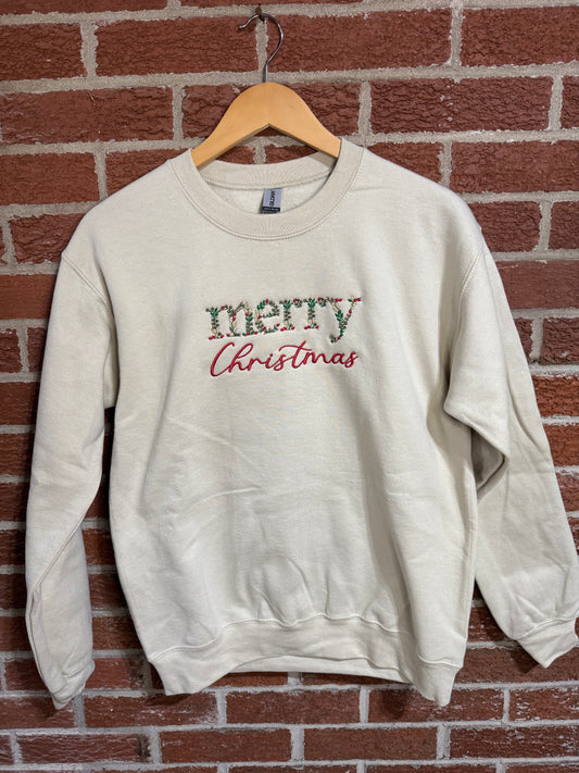 Merry Christmas Embroidered Crewneck